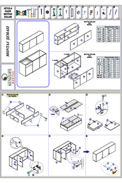 Kenzlife Hazır Mutfak Seti Heyula Gri 180 Cm Genişlik Üst Tezgahsız
