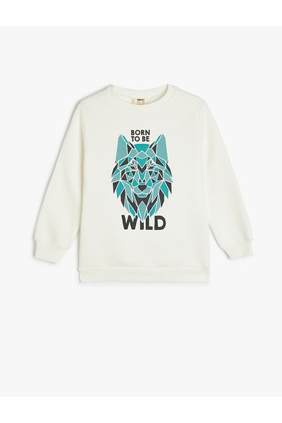 Koton Μακρυμάνικο φούτερ Wolf Printed Crew Neck