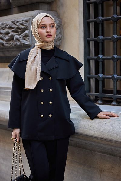 LOCCO Double Set with Front Button and Piping Detail Black