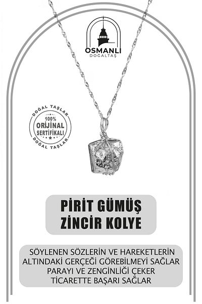 OSMANLI DOĞAL TAŞ Prit Natural Stone Silver Chain Necklace