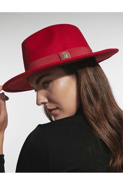 CosmoOutlet Panama Fedora Trilby Classic Inside Adjustable Red Color Women's Hat