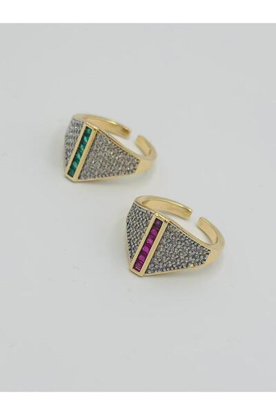 MyladyAccessoriess Zircon Stone Detailed Knight Ring (Steel) Green