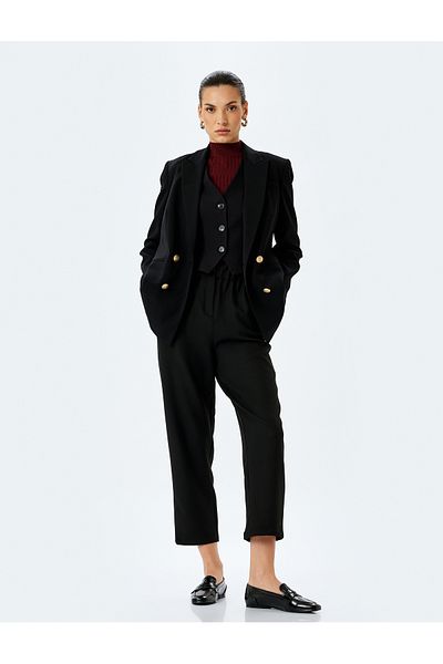 Koton Elastic Waist High Waist Pocket Fabric Trousers