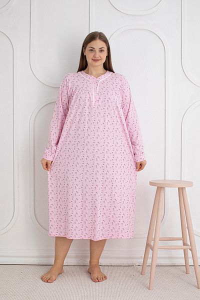 SEBOTEKS 100% Cotton Seasonal Fabric Long Sleeve Plus Size Mother's Nightgown 813