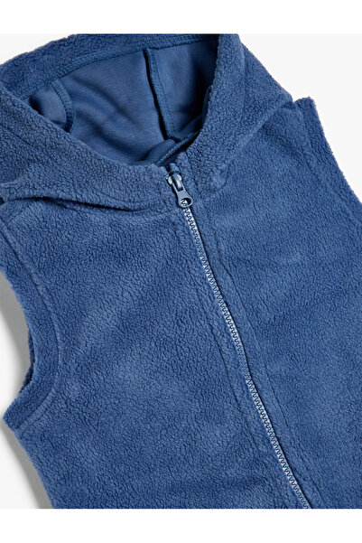 Koton Vestă din lână cu închidere cu fermoar cu glugă