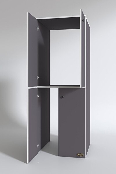 Kenzlife Çamaşır-Kurutma Makinesi Dolabı Kapaklı Jelena Gri 180*70*60 Banyo Çift Katlı Arkalıksız
