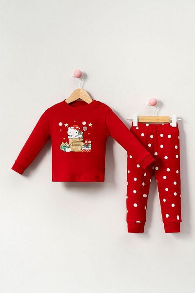 Trend Baby Kids Baby Girl Red Pajamas Set with Christmas Design 6-24 Months