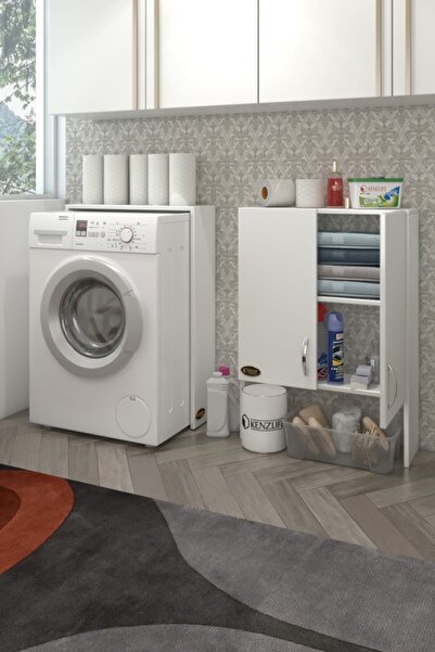 Kenzlife Çamaşır Makinesi Dolabı Veronika Byz 180*066*20 Banyo Çift Kapaklı Arkalıksız