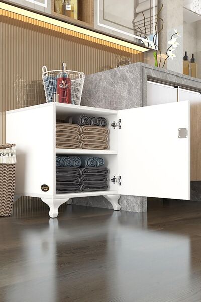 Kenzlife Kilitli Dolap Rana39 Mat Beyaz 47(Y)*39(G)*39(D) Banyo Mutfak Dolabı Kitaplık Komodin Suntalam