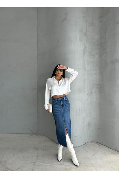 Zeo Basic FUSTA JEAN DE MĂRIME MAXI