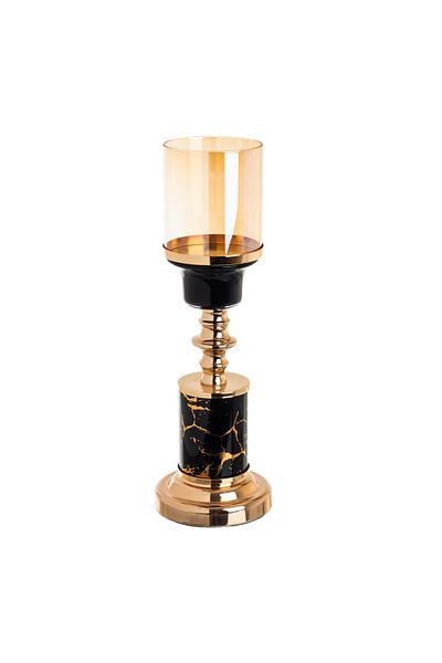 HIC black gold metal candle holder 31 cm