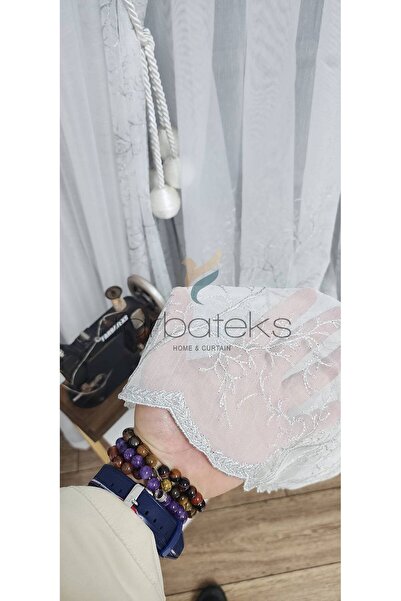 farbateks Trend Ground Ttm Cypress Gray Silver Silver Embroidery Pattern Tulle Background Suit Tulle Curtain