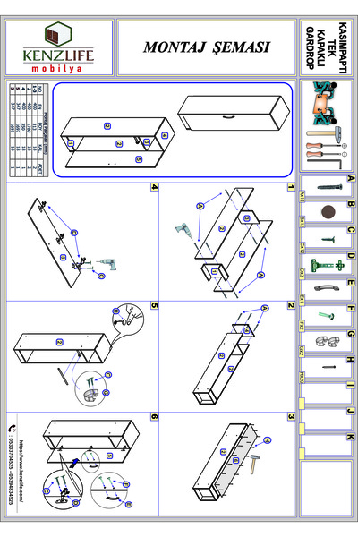 Kenzlife Gardırop Öğrenci Dolabı Tek Kapılı Kasımpatı Crd 180*35*42 Crd Gardolap Dolap Ofis