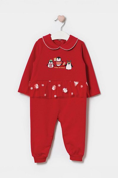 Trend Baby Kids Red Penguins Design Jumpsuit for Baby Girl - 3-12 Months