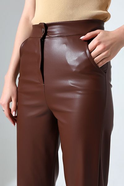 Zula Moda ΓΥΝΑΙΚΕΙΟ ΠΑΝΤΕΛΟΝΙ PALAZZO από συνθετικό δέρμα