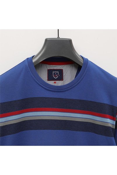 Dio Rise Men's Long Sleeve Slim Polo Neck T-Shirt - Czt-137 - Cobalt Blue