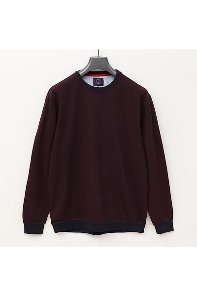 Dio Rise Men's Long Sleeve Slim Sweatshirt - Czt-130 - Burgundy - Navy