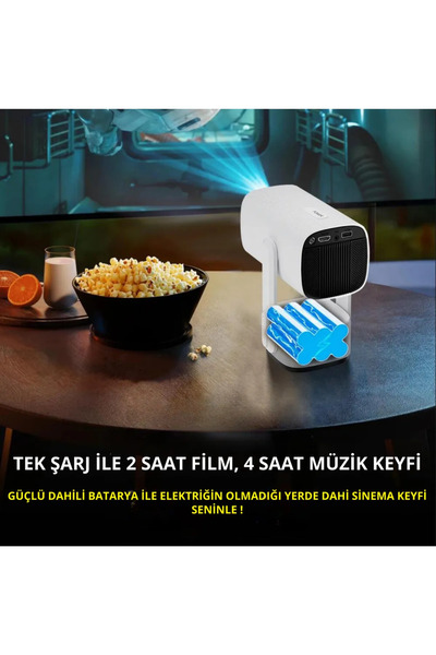 teknotrust Taşınabilir Powerbank Bataryalı Android Projeksiyon Cihazı Hd Ev Sinema Projektörü Şarjlı Yeni Seri