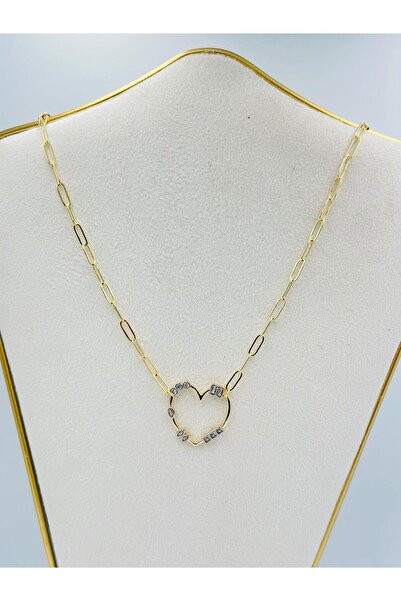 MyladyAccessoriess قلادة قلب مرصعة بحجر الزركون (فولاذ)
