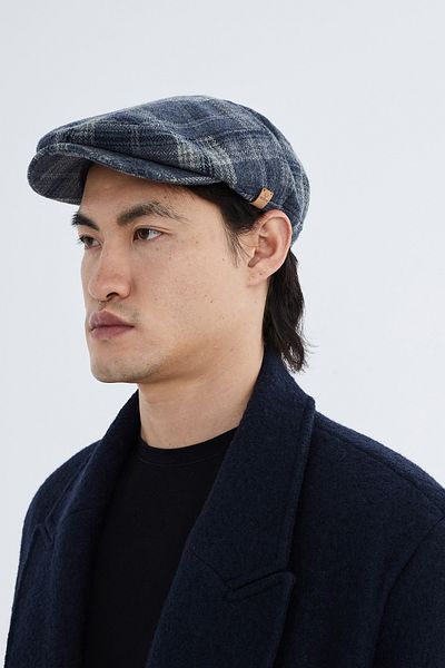 Nordbron Navy Blue Plaid Patterned Soft Cap - Men's Seasonal Comfortable Nali