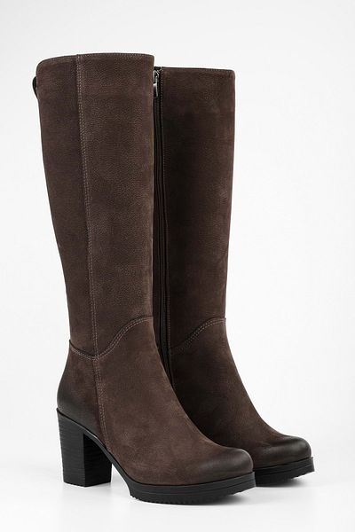 Shoeberry Γυναικείες μπότες Daen Brown από γνήσιο καστόρι με τακούνι