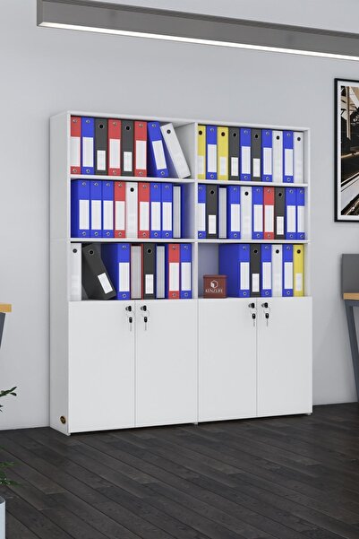 Kenzlife Klasör Dolabı Kilitli Ilgar Byz 175*160*30 Klasörlük Kitaplık Ofis Arkalıksız