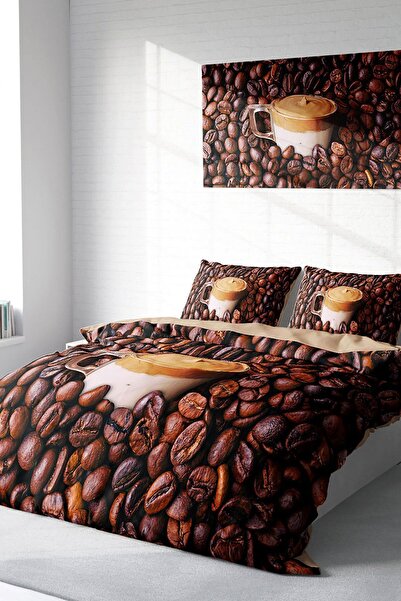 MonoHome Комплект спално бельо от памучен сатен 3D Digital Night Coffee