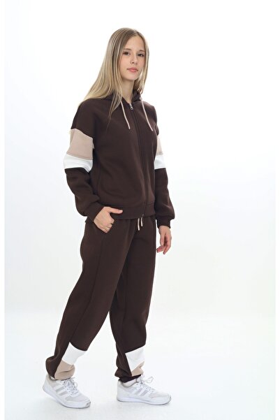 Toontoy Κοριτσίστικο σετ αθλητικής φόρμας με με κουκούλα φερμουάρ Garni με λεπτομέρειες