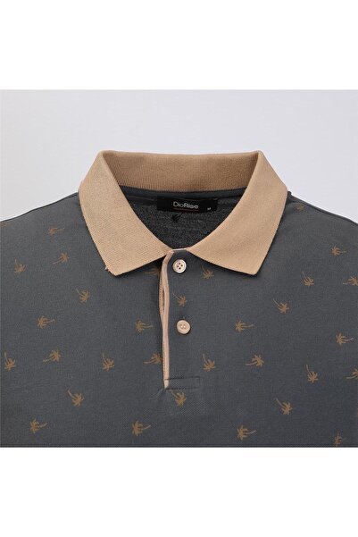 Dio Rise Ανδρικό κοντομάνικο μπλουζάκι με γιακά πόλο - PLE-377 - Καπνιστό