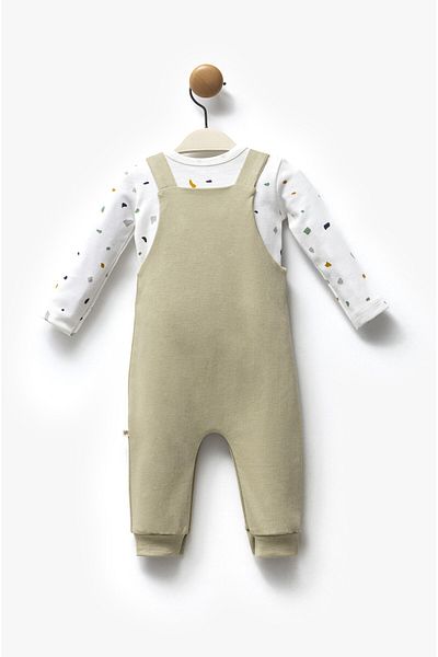 Moi Noi Baby Boy Salopette Set of 2 Body and Jumpsuit 100% Organic Cotton