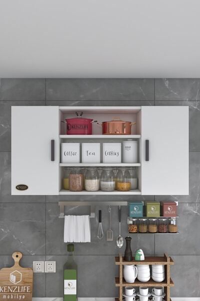 Kenzlife Hazır Mutfak Honnor32 Byz 060*120*32 Mutfak Banyo Dolabı Kapaklı Raflı