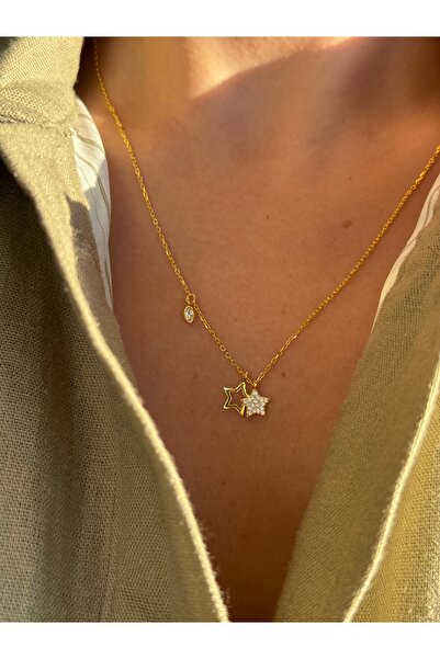 Reacraft 925 Gümüş | İthal Damla Sallantılı İkili Yıldız Kolye