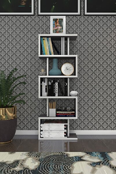 Kenzlife Kitaplık Raf Diba1 Gri 129X040X19 Banyo Kiler Ofis (M)