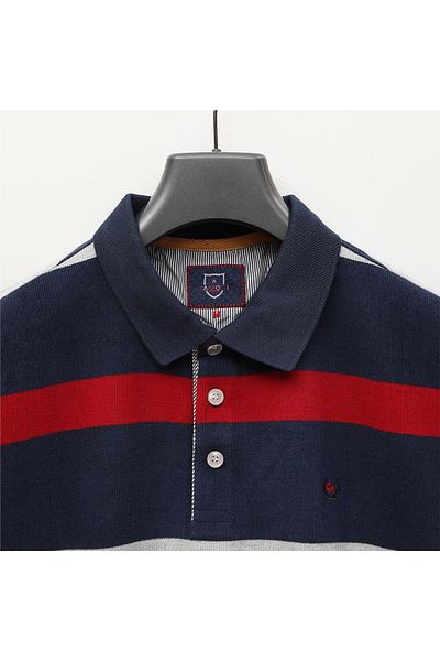 Dio Rise Tricou polo subțire cu mânecă lungă pentru bărbați - CZT-102 - bleumarin