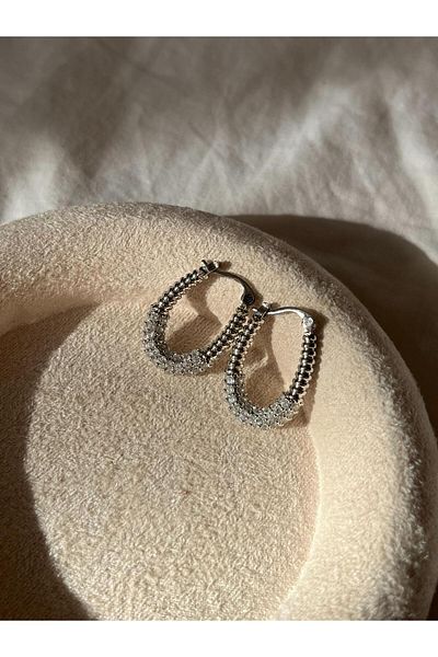 2D2B Nature Surgical Steel Zircon Stone Oval Hoop Earrings