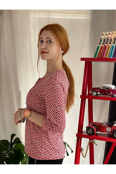 Kübra Tekstil Women's Embossed Patterned Blouse/Badi/Body 3548