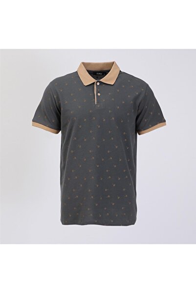 Dio Rise Ανδρικό κοντομάνικο μπλουζάκι με γιακά πόλο - PLE-377 - Καπνιστό