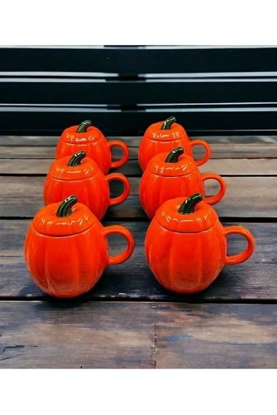 Viyalente 1 Piece Ceramic Lids Pumpkin Mug - Lids Spice Holder 200ml Mug Cup