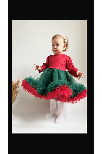 Kokosh kidss Girl's Red New Year's Christmas Party Dress (3-4 Months Written for 3-4 Years)