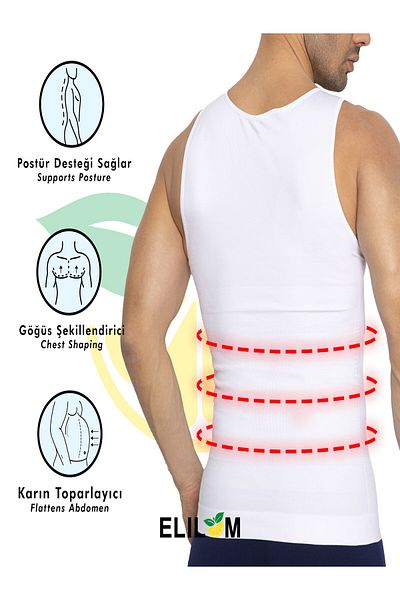 elilom Men's Shapewear Athlete - Belly and Chest Toning, Upright Posture Firming Fit