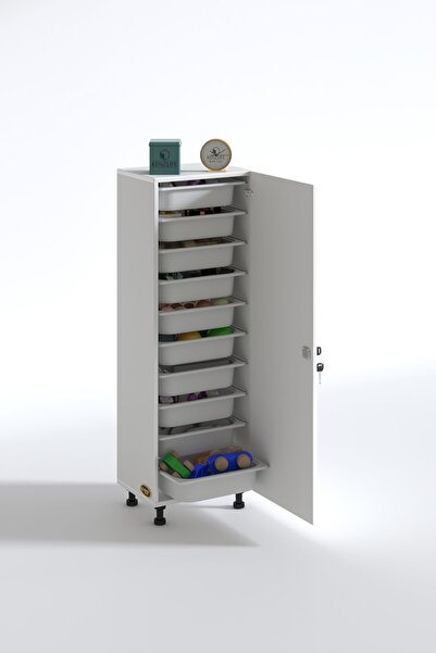 Kenzlife Sepetli Mutfak Dolabı Ruberukapak Byz 134X45X30 Kapaklı Banyo Çamaşır Beyaz 10 Lu Sepet