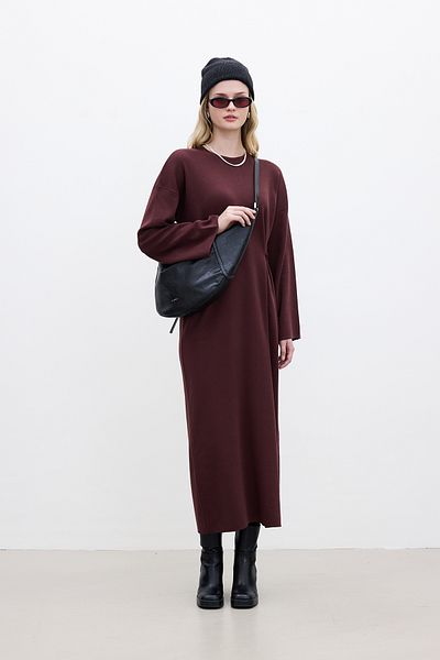 Manuka Rochie cu cravată din tricotaje burgundy