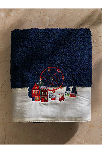 LC Waikiki Синій новорічний бавовняний рушник для обличчя 50x80 см