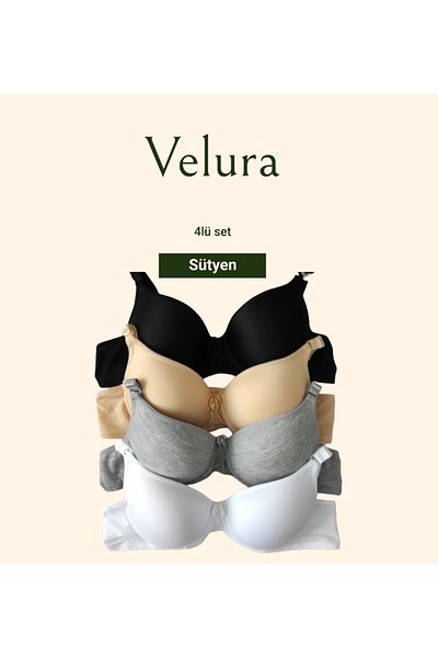 Velura Γυναικείο Σετ σουτιέν χωρίς επένδυση Underwire Daily 4 τεμαχίων Οικονομική ποιότητα και λογική συσκευασία