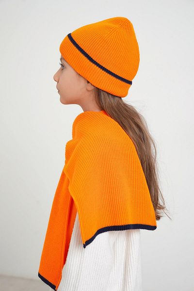 CHUBA Orange Thessaloniki Knit Scarf Beanie Set for Kids Ages 7-9 and 10-12 - Chkıds106