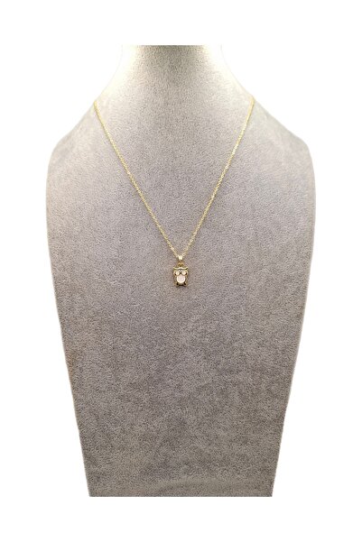 Han Ticarethane Gold Color White Owl Model Necklace