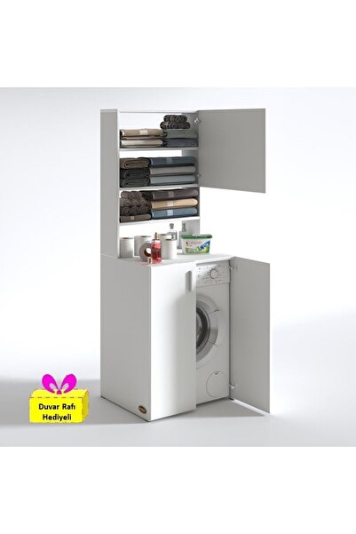Kenzlife Çamaşır Makinesi Dolabı Kasparovsüpürge Byz Kurutma Dolabı + Tekli Duvar Rafı Hediyeli