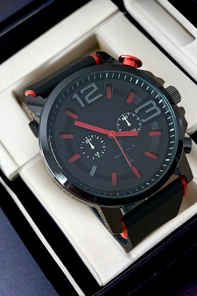 Louis Genessio Steel Case/Silicone Cord Red Sports Men's Wristwatch