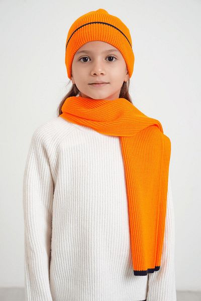 CHUBA Orange Thessaloniki Knit Scarf Beanie Set for Kids Ages 7-9 and 10-12 - Chkıds106
