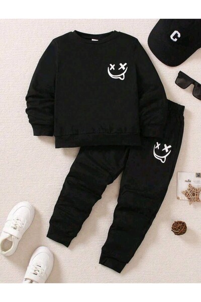 renkli diyar Children's Zero Collar Long Sleeve 2-Piece Bottom Top Suit